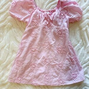 GB Girls Pink Embroidered Casual Dress